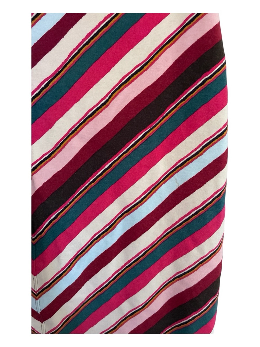Loft Striped 70s Style Chevron Midi Skirt - Multicolor Pink & Teal Sz M - Picture 2 of 8